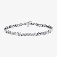 (F, Si2) Womens 7 3/8 Ct. T.W. Lab Grown White Diamond 10K Gold Round 6 1/2 Inch Tennis Bracelet