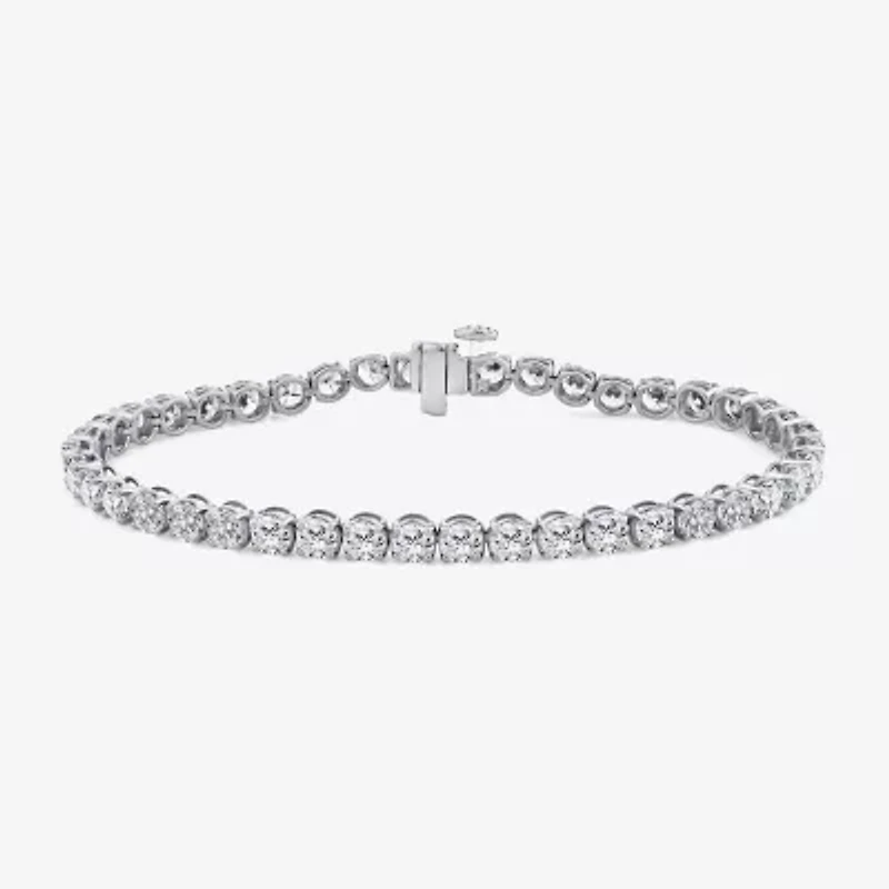 (F, Si2) Womens 8 1/2 Ct. T.W. Lab Grown White Diamond 10K Gold Round 7.25 Inch Tennis Bracelet