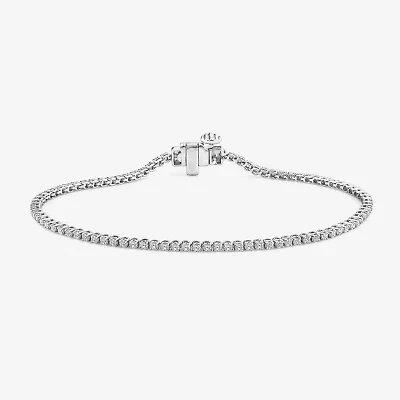 (F, Si2) Womens 1 1/10 CT. T.W.  Lab Grown White Diamond 14K Gold Round 8 Inch Tennis Bracelet
