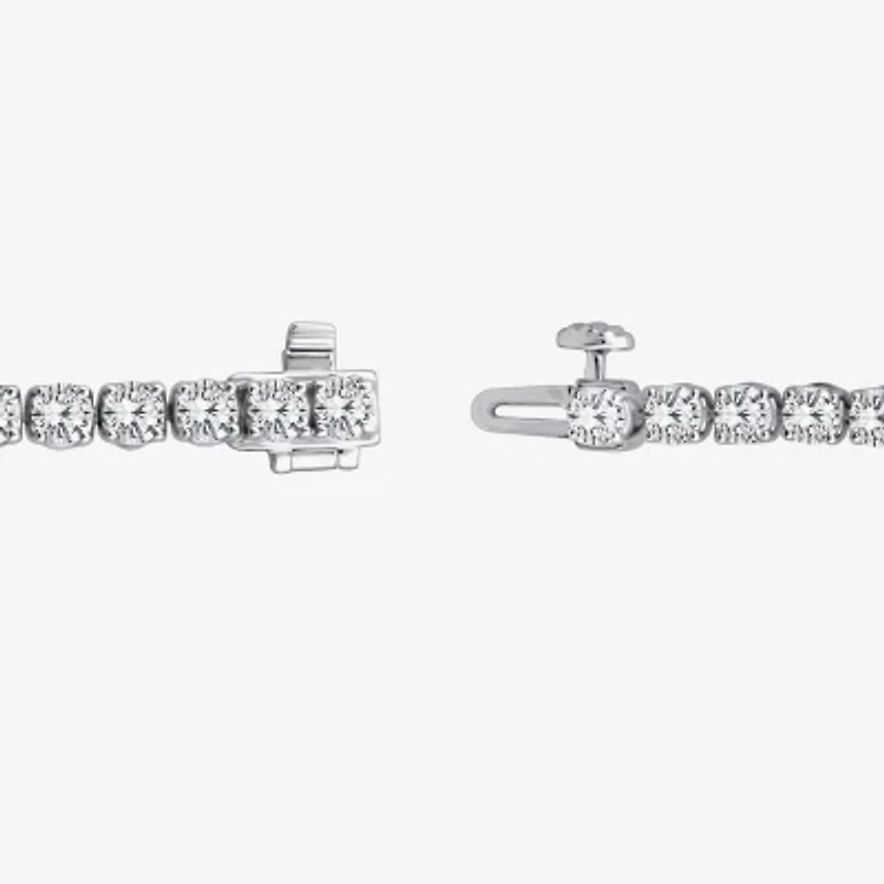 (F, Si2) Womens 5 1/2 CT. T.W. Lab Grown White Diamond 10K White Gold Round 6 1/2 Inch Tennis Bracelet