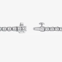 (F, Si2) Womens 5 1/2 CT. T.W. Lab Grown White Diamond 10K White Gold Round 6 1/2 Inch Tennis Bracelet