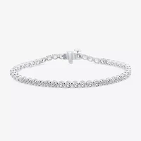 (F, Si2) Womens 5 1/2 CT. T.W. Lab Grown White Diamond 10K White Gold Round 6 1/2 Inch Tennis Bracelet