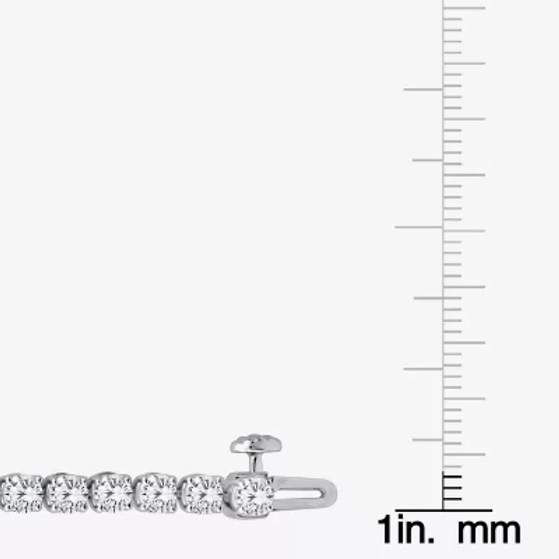 (F, Si2) Womens 5 1/2 CT. T.W. Lab Grown White Diamond 10K White Gold Round 6 1/2 Inch Tennis Bracelet