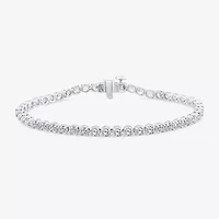 (F, Si2) Womens 6 3/8 Ct. T.W. Lab Grown White Diamond 10K Gold Round 7.25 Inch Tennis Bracelet