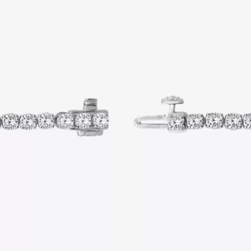(F, Si2) Womens 5 1/3 Ct. T.W. Lab Grown White Diamond 14K White Gold Round 7.25 Inch Tennis Bracelet