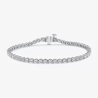 (F, Si2) Womens 5 1/3 Ct. T.W. Lab Grown White Diamond 14K White Gold Round 7.25 Inch Tennis Bracelet