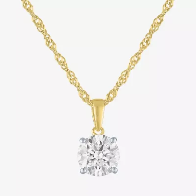 G-H, Si2-I1 Womens 2 CT. T.W. Lab Grown White Diamond Sterling Silver or 14K Gold over Round Pendant Necklace