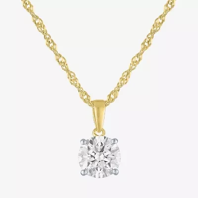 G-H, Si2-I1 Womens 2 CT. T.W. Lab Grown White Diamond Sterling Silver or 14K Gold over Round Pendant Necklace