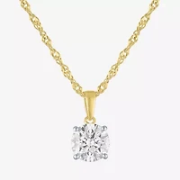 G-H, Si2-I1 Womens 2 CT. T.W. Lab Grown White Diamond Sterling Silver or 14K Gold over Round Pendant Necklace