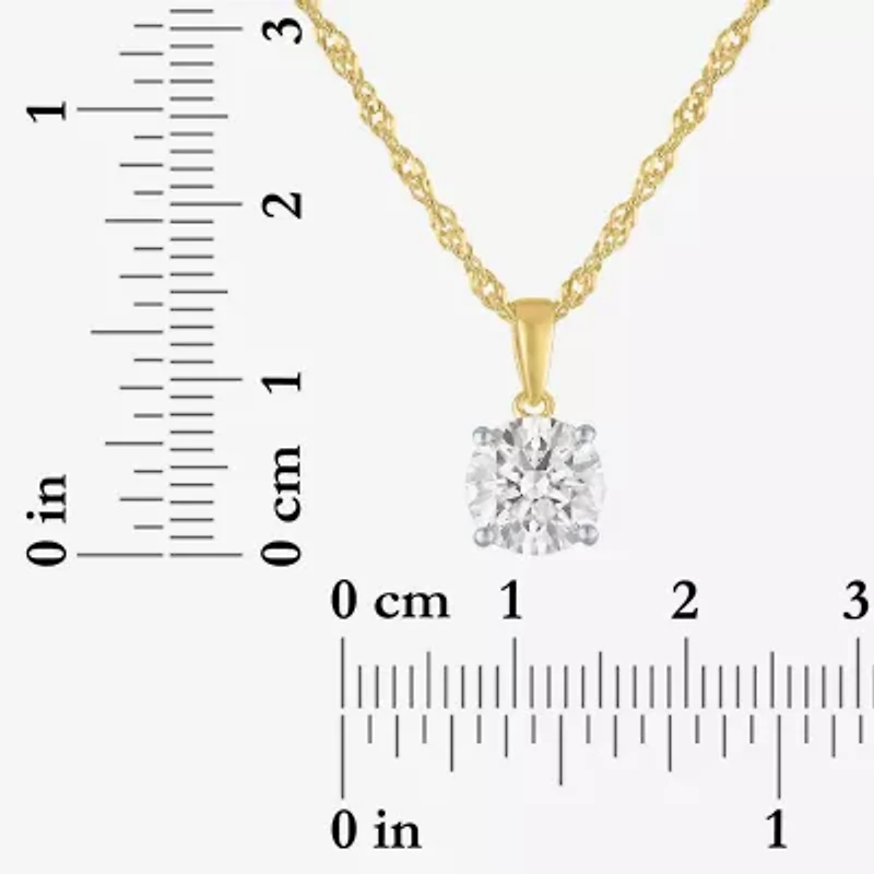 G-H, Si2-I1 Womens 2 CT. T.W. Lab Grown White Diamond Sterling Silver or 14K Gold over Round Pendant Necklace
