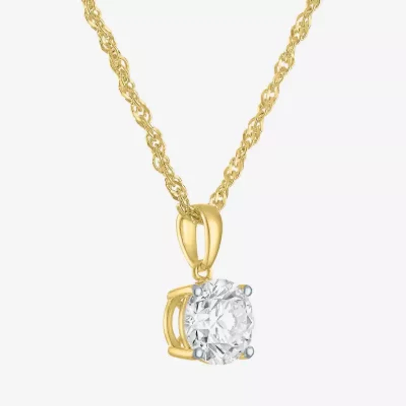 G-H, Si2-I1 Womens 2 CT. T.W. Lab Grown White Diamond Sterling Silver or 14K Gold over Round Pendant Necklace