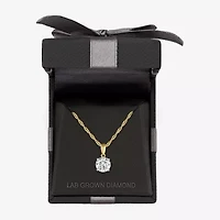 G-H, Si2-I1 Womens 2 CT. T.W. Lab Grown White Diamond Sterling Silver or 14K Gold over Round Pendant Necklace