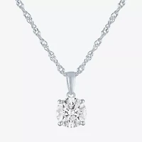 G-H, Si2-I1 Womens 2 CT. T.W. Lab Grown White Diamond Sterling Silver or 14K Gold over Silver Round Pendant Necklace
