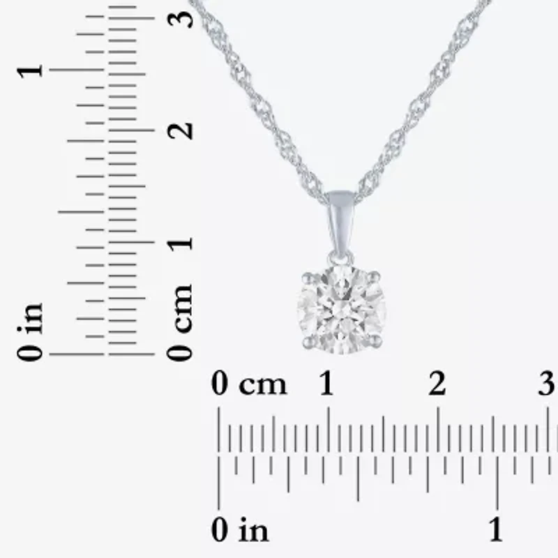 G-H, Si2-I1 Womens 2 CT. T.W. Lab Grown White Diamond Sterling Silver or 14K Gold over Silver Round Pendant Necklace