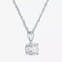 G-H, Si2-I1 Womens 2 CT. T.W. Lab Grown White Diamond Sterling Silver or 14K Gold over Silver Round Pendant Necklace