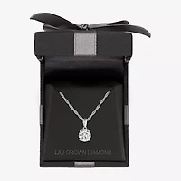 G-H, Si2-I1 Womens 2 CT. T.W. Lab Grown White Diamond Sterling Silver or 14K Gold over Silver Round Pendant Necklace
