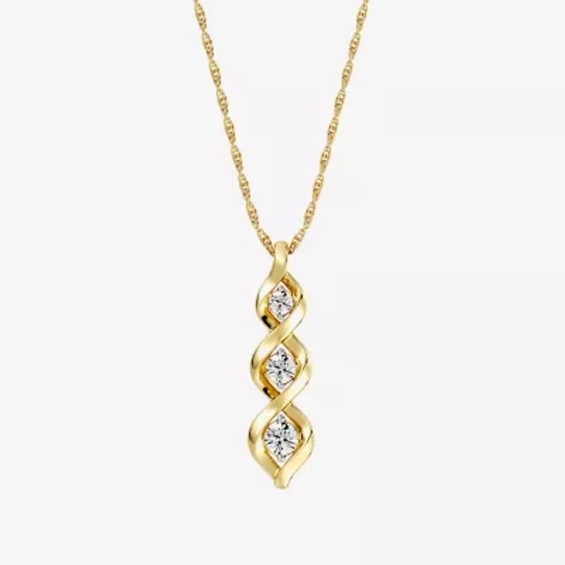 Yes, Please! Womens Lab Created White Sapphire 14K Gold Over Silver 18 Inch Pendant Necklace
