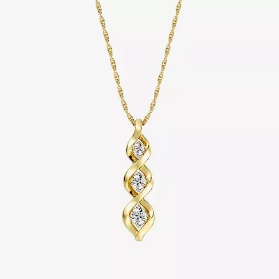 Yes, Please! Womens Lab Created White Sapphire 14K Gold Over Silver 18 Inch Pendant Necklace
