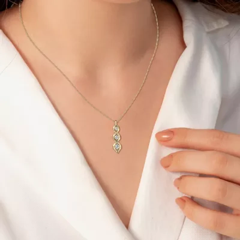 Yes, Please! Womens Lab Created White Sapphire 14K Gold Over Silver 18 Inch Pendant Necklace