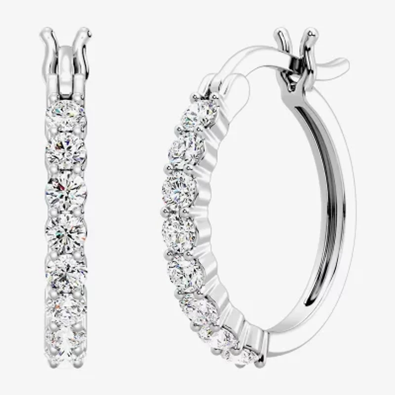 Yes, Please! Womens Lab Created White Sapphire Sterling Silver Round 3 Pair Earring Set