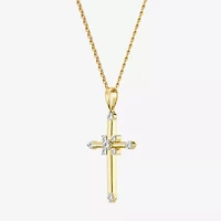 Yes, Please! (G/Si1-Si2) Womens 1/4 CT. T.W. Lab Grown White Diamond 14K Gold Over Silver Cross Pendant