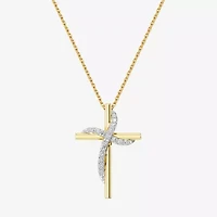 Yes, Please! (G, Si1-Si2) Womens 1/4 CT. T.W. Lab Grown White Diamond 14K Gold Over Silver Cross 18 Inch Pendant Necklace