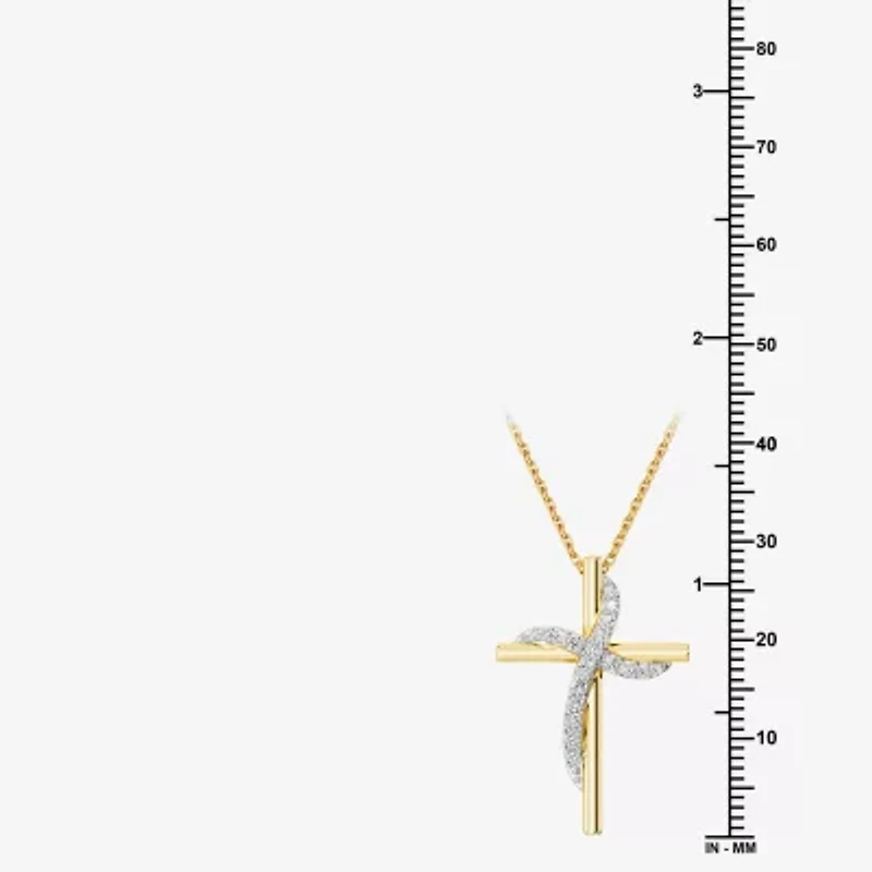 Yes, Please! (G, Si1-Si2) Womens 1/4 CT. T.W. Lab Grown White Diamond 14K Gold Over Silver Cross 18 Inch Pendant Necklace