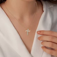Yes, Please! (G, Si1-Si2) Womens 1/4 CT. T.W. Lab Grown White Diamond 14K Gold Over Silver Cross 18 Inch Pendant Necklace