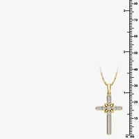 Yes, Please!, (G/I2) Womens 1/10 CT. T.W. Lab Grown White Diamond 14K Gold Over Silver Cross 18 Inch Pendant Necklace