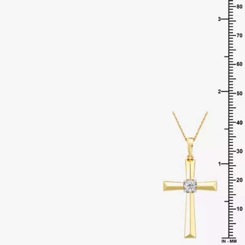 Yes, Please! (G, I2) Womens 1/10 CT. T.W. Lab Grown White Diamond 14K Gold Over Silver Cross 18 Inch Pendant Necklace