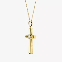 Yes, Please! (G, I2) Womens 1/10 CT. T.W. Lab Grown White Diamond 14K Gold Over Silver Cross 18 Inch Pendant Necklace