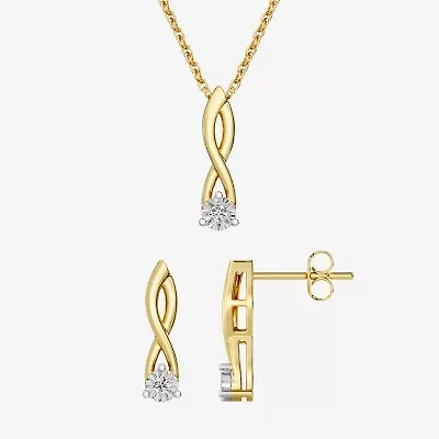 Yes, Please!, (G,I2) Womens 1/10 CT. T.W. Lab Grown White Diamond 14K Gold Over Silver 2-pc. Jewelry Set