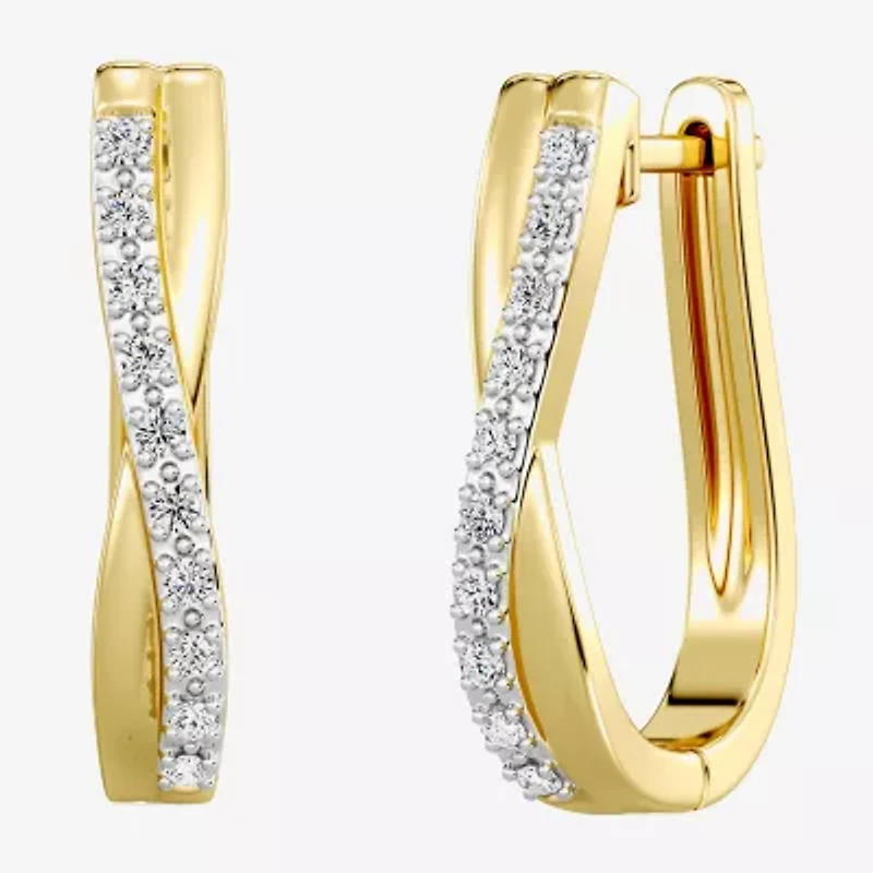 Yes, Please!, (G/I2) Womens 1/10 CT. T.W. Lab Grown White Diamond 14K Gold Over Silver 2 Pair Earring Set