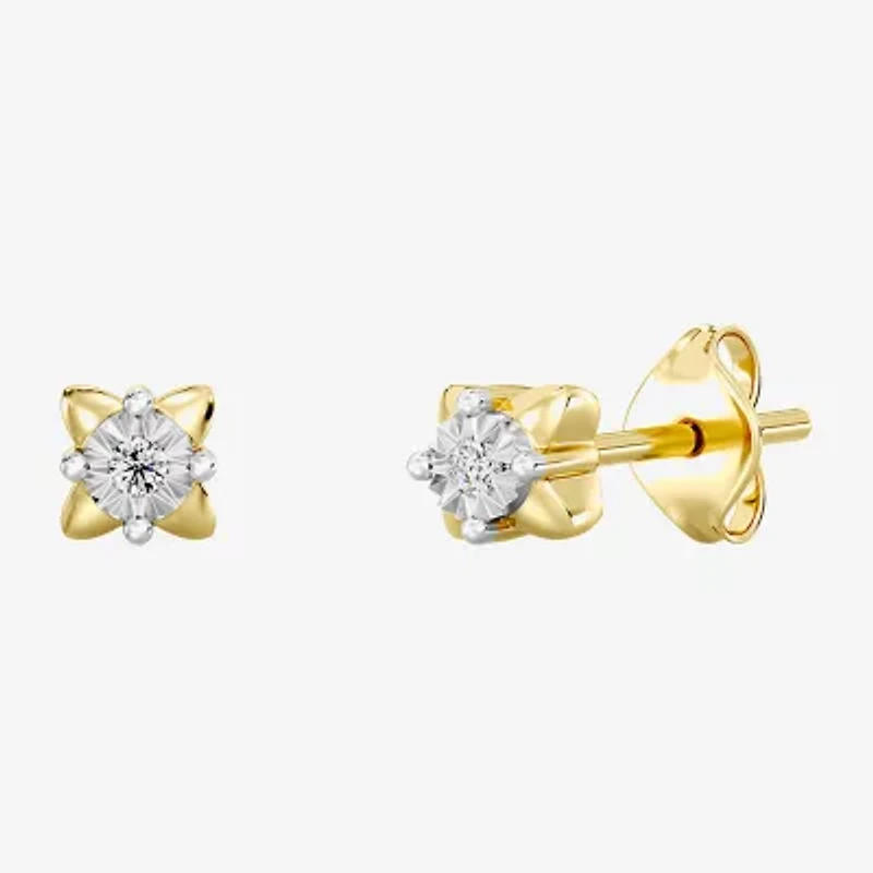 Yes, Please!, (G/I2) Womens 1/10 CT. T.W. Lab Grown White Diamond 14K Gold Over Silver 2 Pair Earring Set
