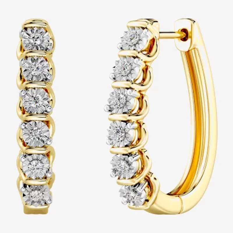 Yes, Please!, (G,I2) Womens 1/10 CT. T.W. Lab Grown White Diamond 14K Gold Over Silver Round 2 Pair Earring Set