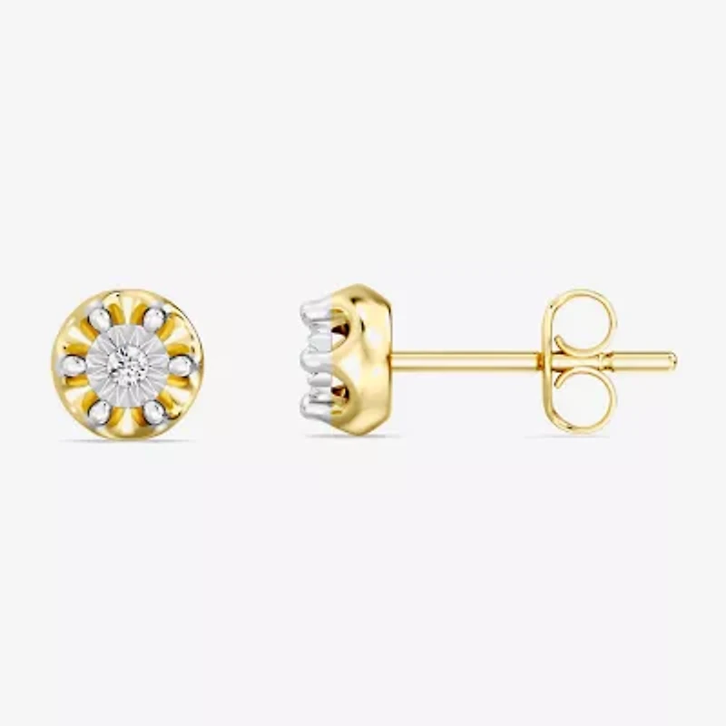 Yes, Please!, (G,I2) Womens 1/10 CT. T.W. Lab Grown White Diamond 14K Gold Over Silver Round 2 Pair Earring Set