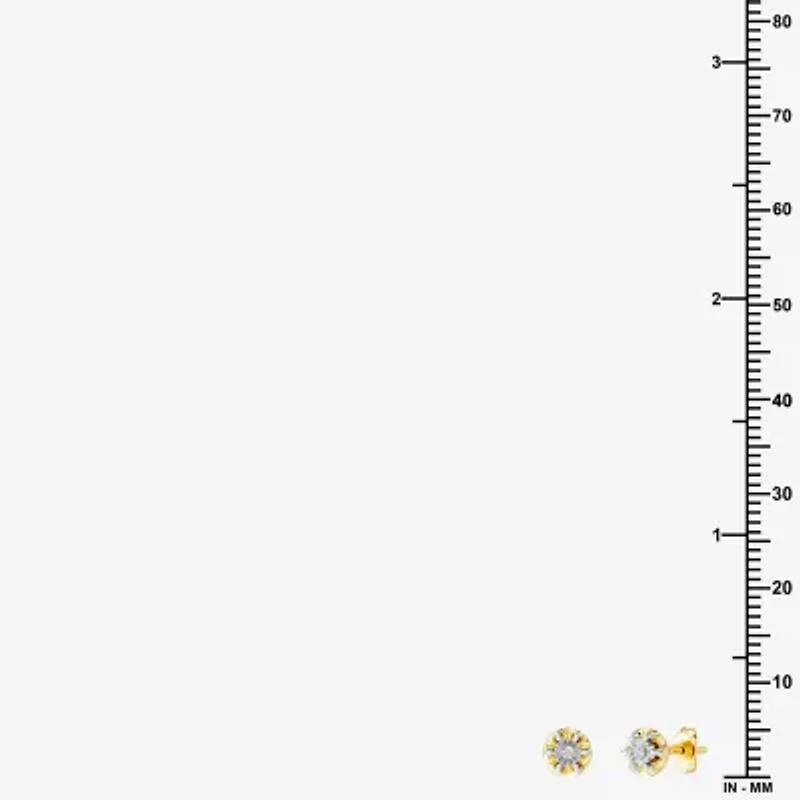 Yes, Please!, (G,I2) Womens 1/10 CT. T.W. Lab Grown White Diamond 14K Gold Over Silver Round 2 Pair Earring Set