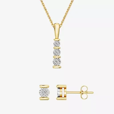 Yes, Please!, (G/I2) Womens 1/10 CT. T.W. Lab Grown White Diamond 14K Gold Over Silver 2-pc. Jewelry Set