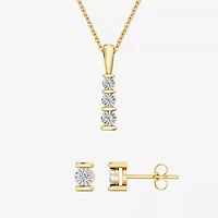 Yes, Please!, (G/I2) Womens 1/10 CT. T.W. Lab Grown White Diamond 14K Gold Over Silver 2-pc. Jewelry Set