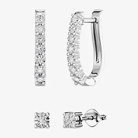 Yes, Please!, (G/I2) Womens 1/10 CT. T.W. Lab Grown White Diamond Sterling Silver Round 2 Pair Earring Set