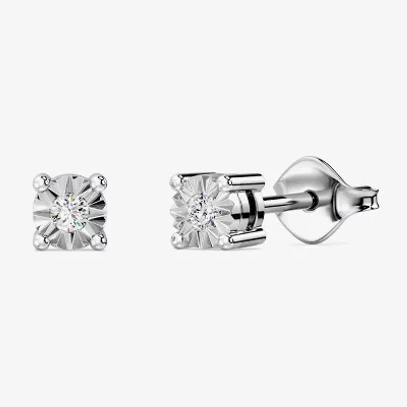 Yes, Please!, (G/I2) Womens 1/10 CT. T.W. Lab Grown White Diamond Sterling Silver Round 2 Pair Earring Set