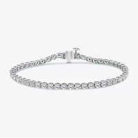 (F, Si2) Womens 5 1/3 Ct. T.W. Lab Grown White Diamond Sterling Silver Round 7.25 Inch Tennis Bracelet