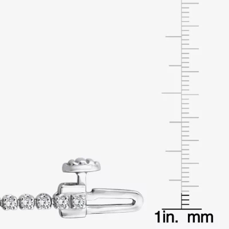 (F / Si2) Womens 1 CT. T.W. Lab Grown White Diamond Sterling Silver Round 7.25 Inch Tennis Bracelet