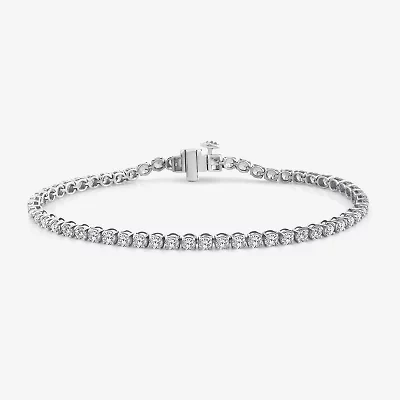 (F,Si2) Womens 3 1/2 CT. T.W Lab Grown White Diamond Sterling Silver 6 1/2 Inch Tennis Bracelet