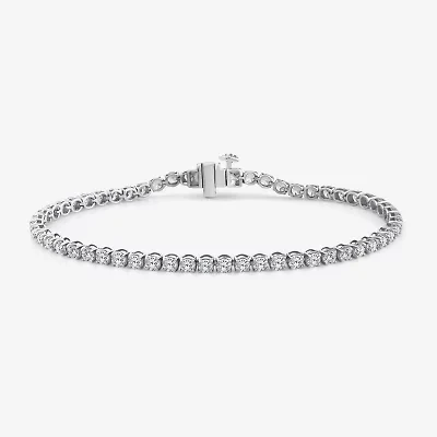 (F,Si2) Womens 4 1/10 Ct. T.W. Lab Grown White Diamond Sterling Silver 7.25 Inch Tennis Bracelet