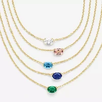 Womens Lab Created Champagne Sapphire 14K Gold Over Silver Oval 16 Inch Pendant Necklace