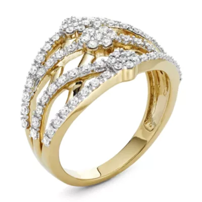 Diamond Blossom 1/2 CT.T.W. Natural Criss-Cross Ring