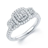 Modern Bride® Signature 1 CT.T.W. Natural Diamond 14K White Gold 3-Stone Princess-Cut Ring