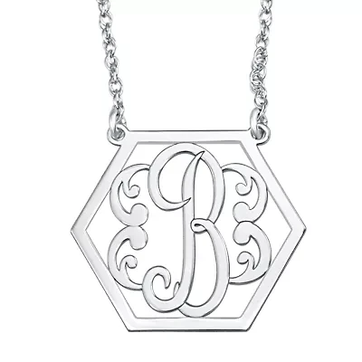 Personalized Hexagon Initial Necklace