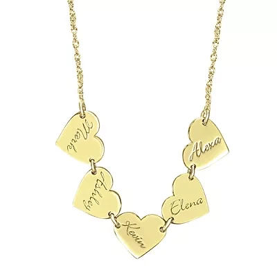 Personalized Family Name Heart Pendant Necklace